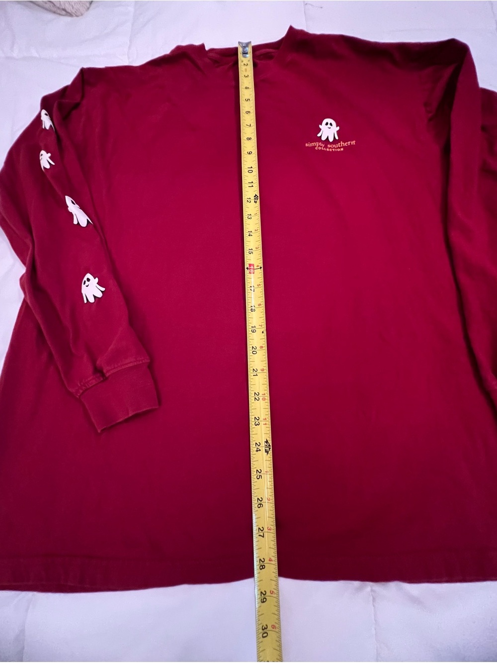 Simply Southern Women’s Large Long-Sleeve T shirt Ghost Fall Red - Picture 4 of 6